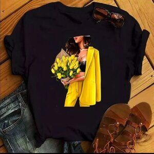 Black Printed T-Shirt NWOT